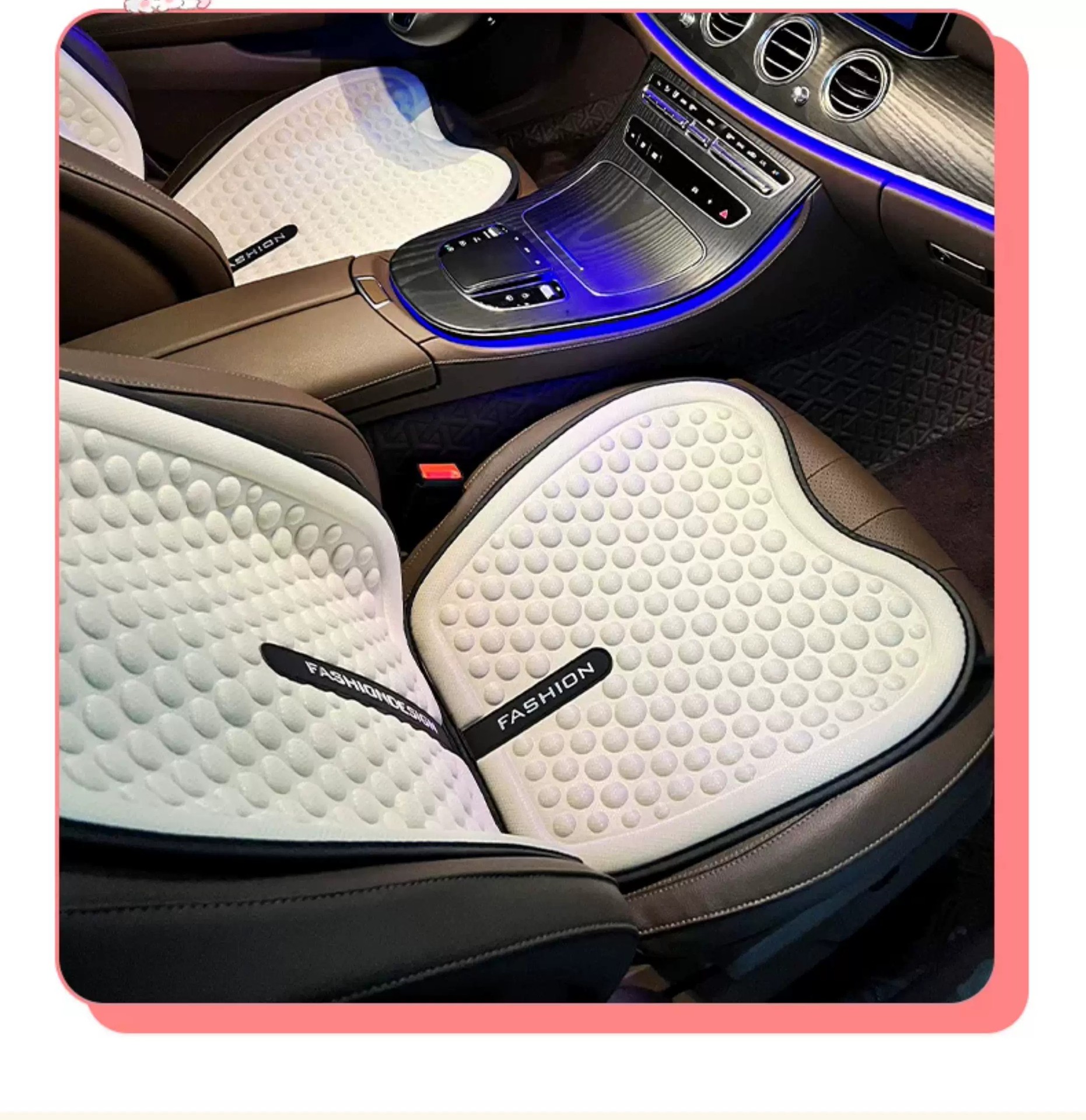 Car seat cushion, suitable for all seasons, summer ice silk seat pad, women's car interior cushion, half-wrap seat cover, ventilated seat pad