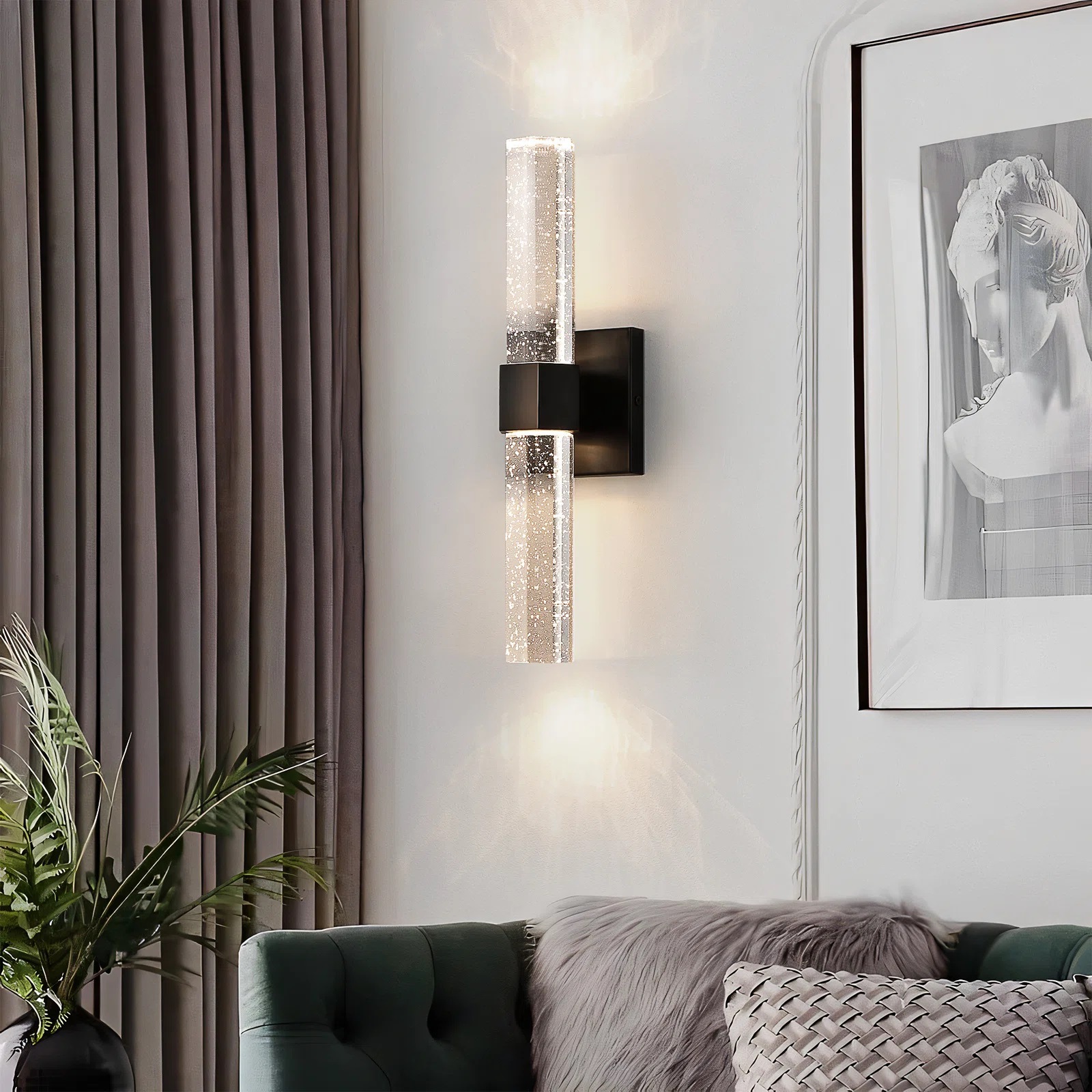 Amazon lámpara de pared post-moderna Luz de lujo sala de estar pared de fondo simple dormitorio lámpara de noche cristal popular fabricante lámpara de pared