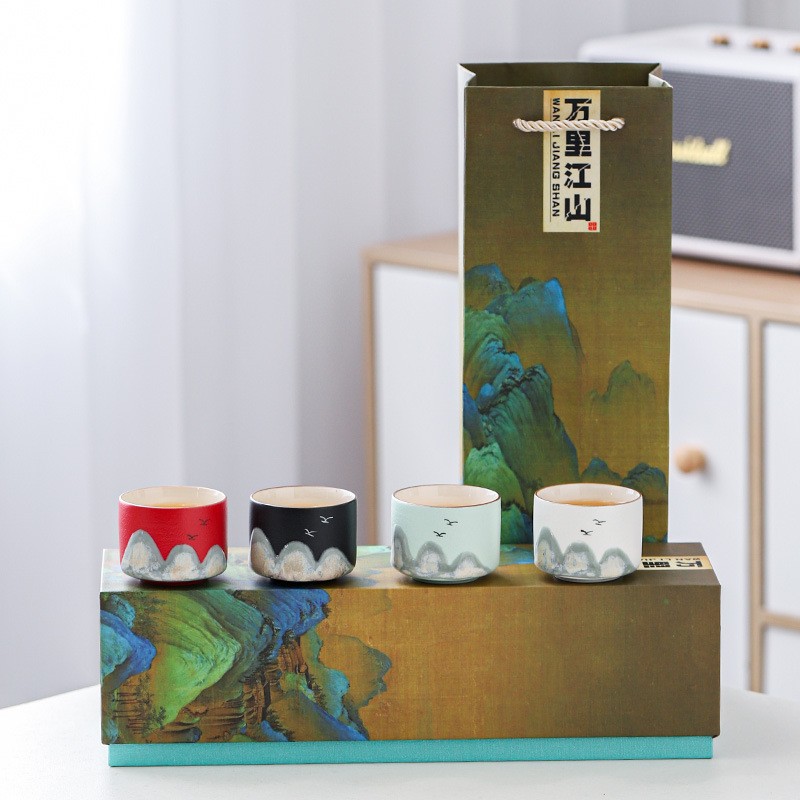 창조적 인 국가 조수 세라믹 티 컵 휴일 선물 차 세트 싱글 컵 차 그릇 차 마스터 컵 선물 상자 활동 동반 선물