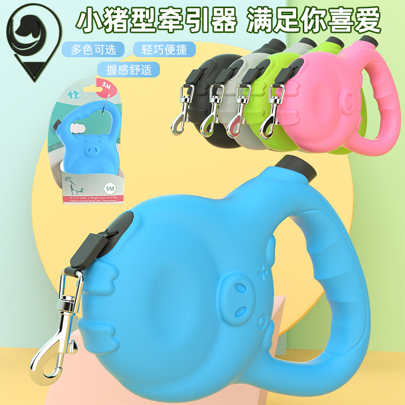 Nuevo tractor retráctil multifunción automático en forma de cerdo macaron perro caminando Correa cuerda de tracción para mascotas