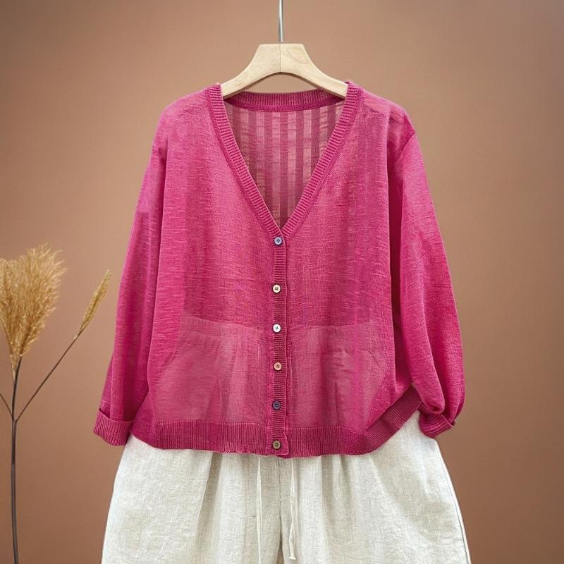 [Cooling Essential] Lightweight summer linen top, short-sleeved T-shirt, new women's loose-fit knit top, short style