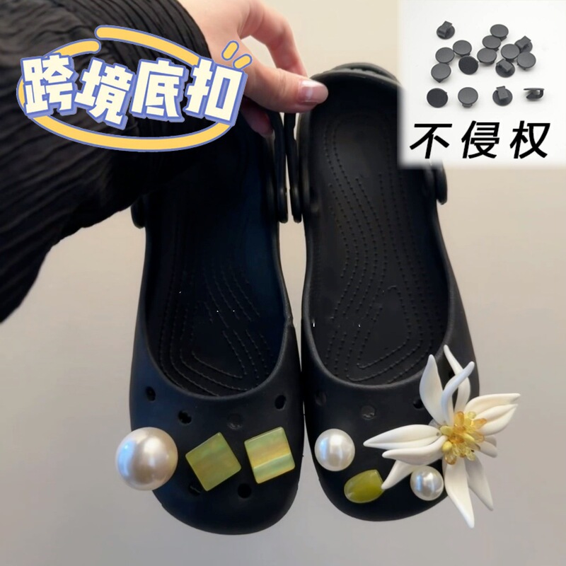 Summer Vacation Style Ins White Lotus Flower with Ballet Clogs, Realistic 3D Shoe Buckle Flower, Fashionable High-End Decoration Summer Vacation Style Ins White Lotus Flower with Ballet Clogs, Realistic 3D Shoe Buckle Flower, Fashionable High-End Decoration