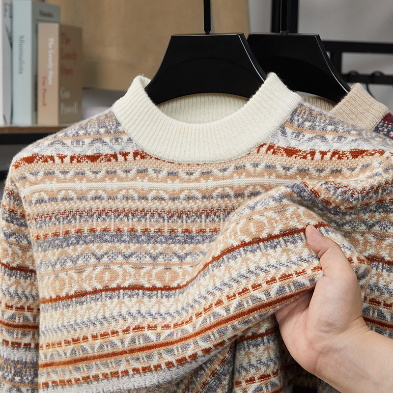 Outlet Clearance Winter New Cashmere Sweater Men Thick Warm High-End Trendy Fashion Men's Wool Sweater