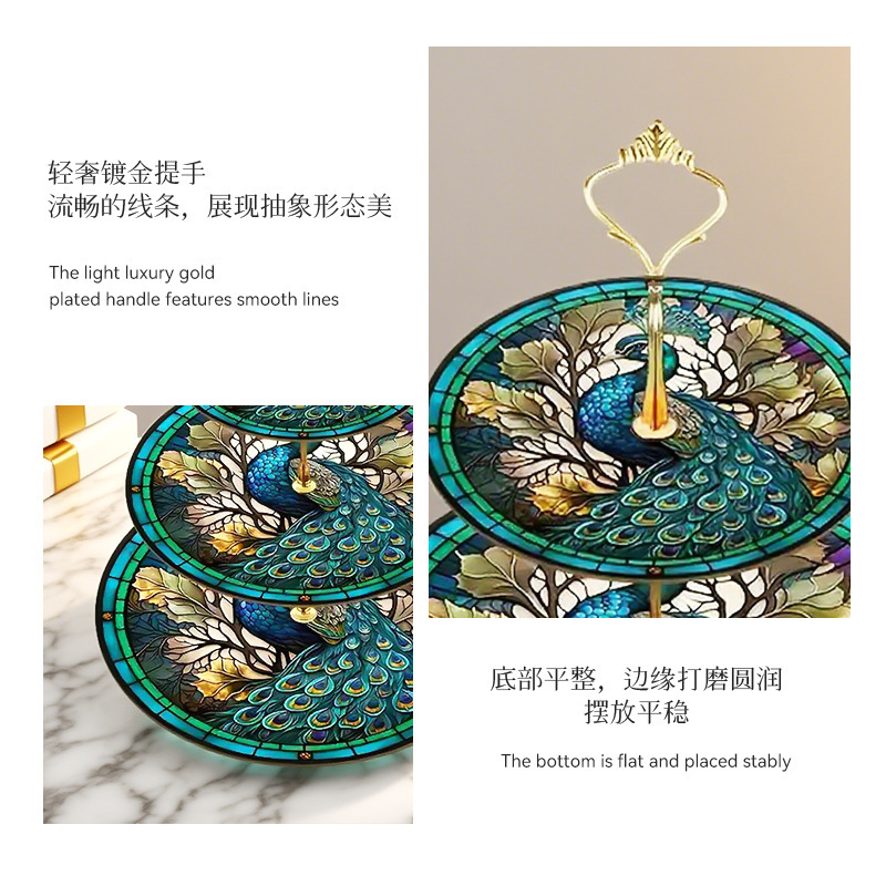 跨境专供派对蛋糕架孔雀木质甜品台展示架客厅餐厅装饰下午茶托盘|undefined