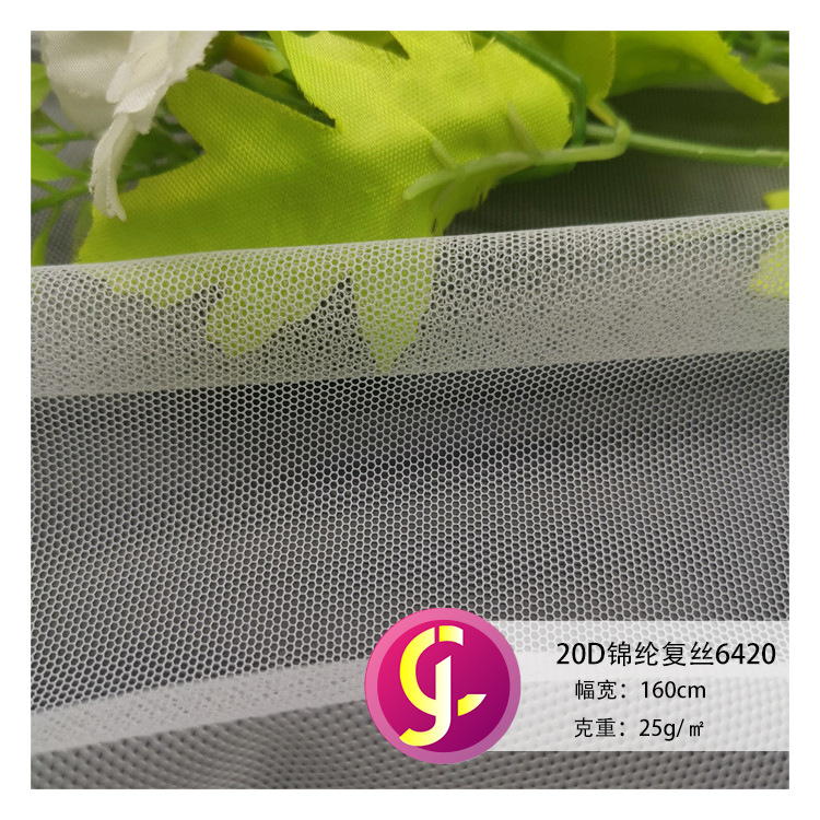 长乐厂家现胚加密锦纶复丝6420 锦韩网 柔软砖块无弹内衣网纱