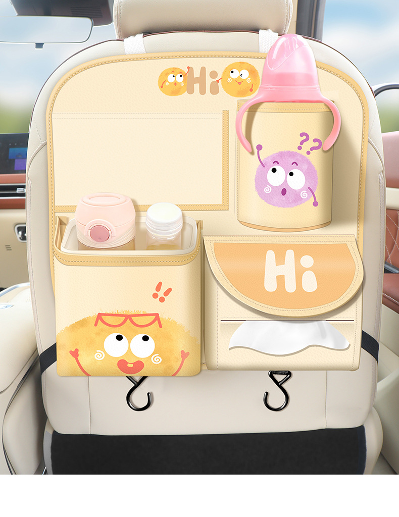 Car Storage Hanging Bag Multi-function Car Seat Back Storage Rack Rear Tissue Box Trash Can Storage Box