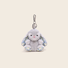 本物のウェンディウサギ座り姿勢ぬいぐるみペンダントかわいい花ウサギ人形人形スクールバッグキーホルダー小さなギフト卸売