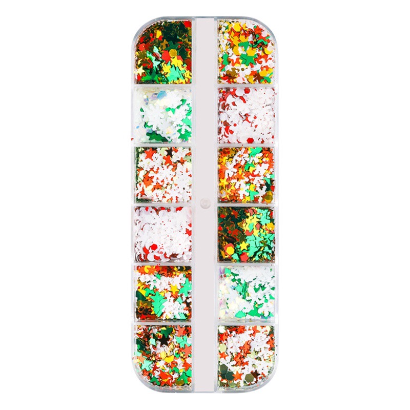 Transfronteriza manicura especial lentejuelas de Navidad copo de nieve ultrafino árbol de Navidad Otoño e Invierno manicura mixta lentejuelas decoración de uñas