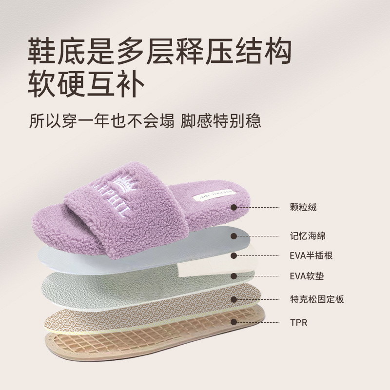 Barphil冬季棉拖鞋加绒软底2025新款保暖外穿防滑女士毛毛拖鞋|undefined