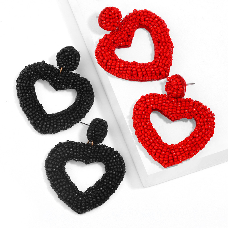 Bohemian Hand-woven Heart-shape Miyuki Bead Earrings Wholesale display picture 3