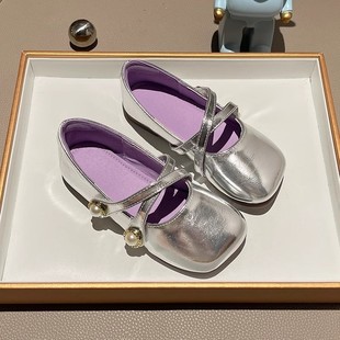 Girl's Small Leather Shoes 2025 Spring Retro Korean Style Little Girl's Bean Shoes Soft-soled Shoes with Dress Children's Princess Shoes