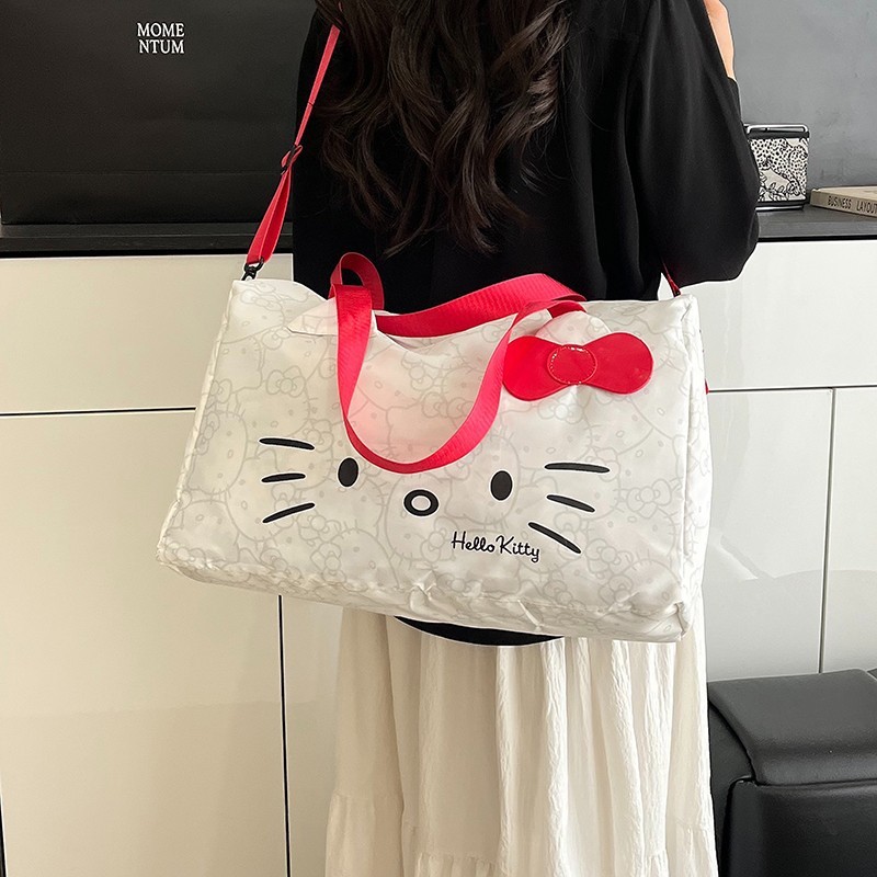 旅行大型バッグ女性のフィットネスショルダーバッグ漫画かわいい弓漫画猫収納袋ポータブルクロスボディバッグ|undefined