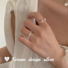 韓版ins風個性簡約氣質銀飾品 S925純銀簡約小梅花戒指開口指環女