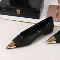 2162 Korean retro hollowed out mesh shallow mouth low heel women's shoes with metal pointed toe, one foot thick heel temperament single shoe women
