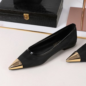 2162 Korean retro hollowed out mesh shallow mouth low heel women's shoes with metal pointed toe, one foot thick hee