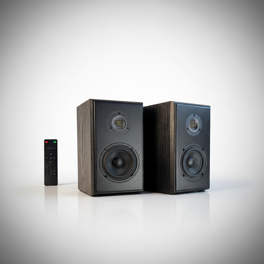 Hi-Fi Bookshelf Passive Speakers 4inch Pair 2.0 Bluetooth Audio Wooden Home Pair Pneumatic Tweeter