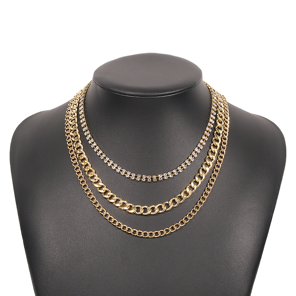 punk style chain necklace personality exaggerated diamond necklace hip hop retro multilayer necklacepicture3