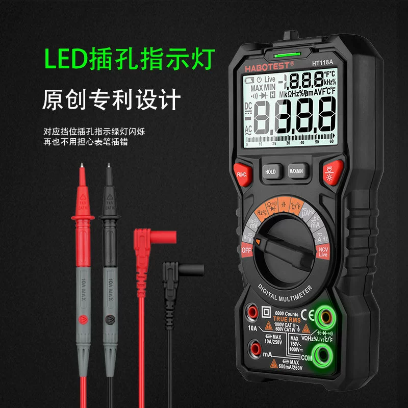 Huabo HT118A Amazon тот же профессиональный высокоточный цифровой мультиметр 6000 подсчитывает истинное эффективное значение автоматически