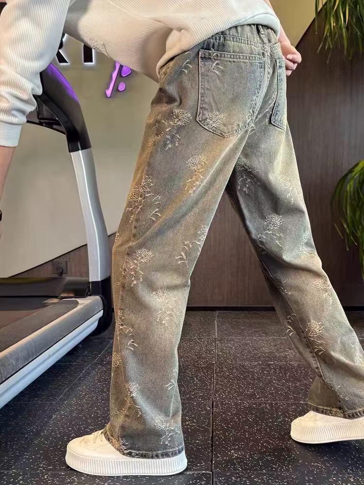 Men's Clothing Men's Retro Style High-End Slimming Jeans Cool Edgy Curved Leg Loose Straight Leg Casual Pants_mkmklike.com