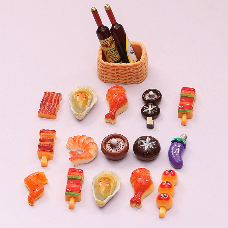 食玩烧烤串diy树脂食完儿童奶油胶件发夹抓夹发圈仿真生耗玩具