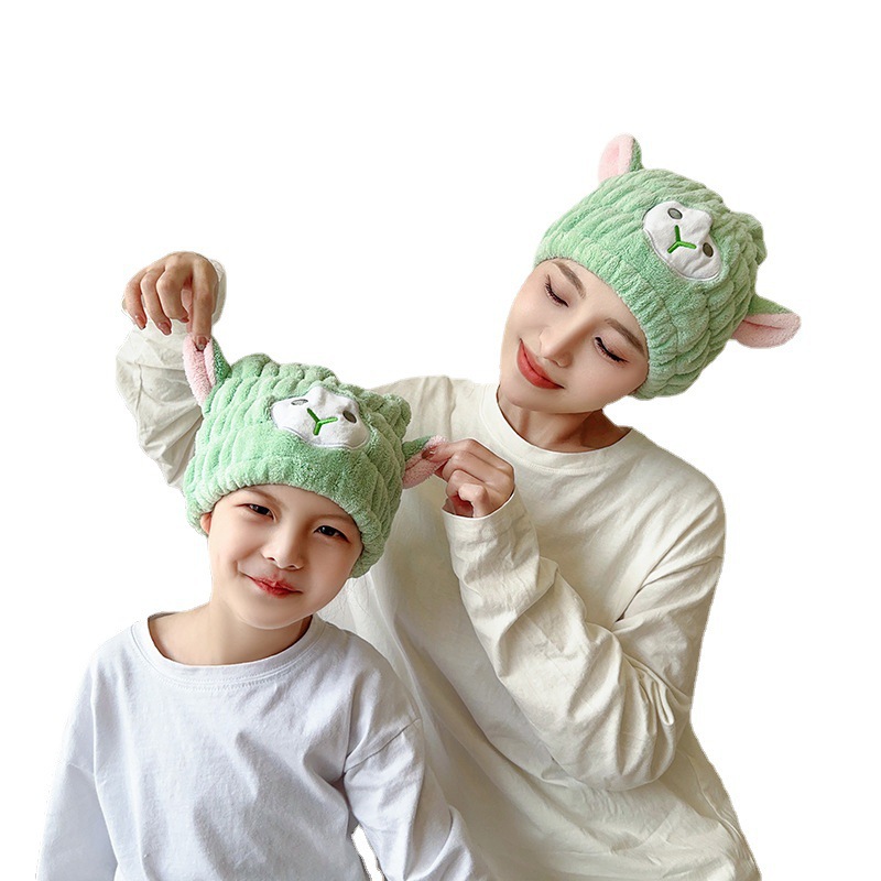 Niños sombreros de cabello seco al por mayor de coral vello de dibujos animados conejo orejas sombreros de absorción de agua sombreros de baño de mujeres adultas fábrica al por mayor
