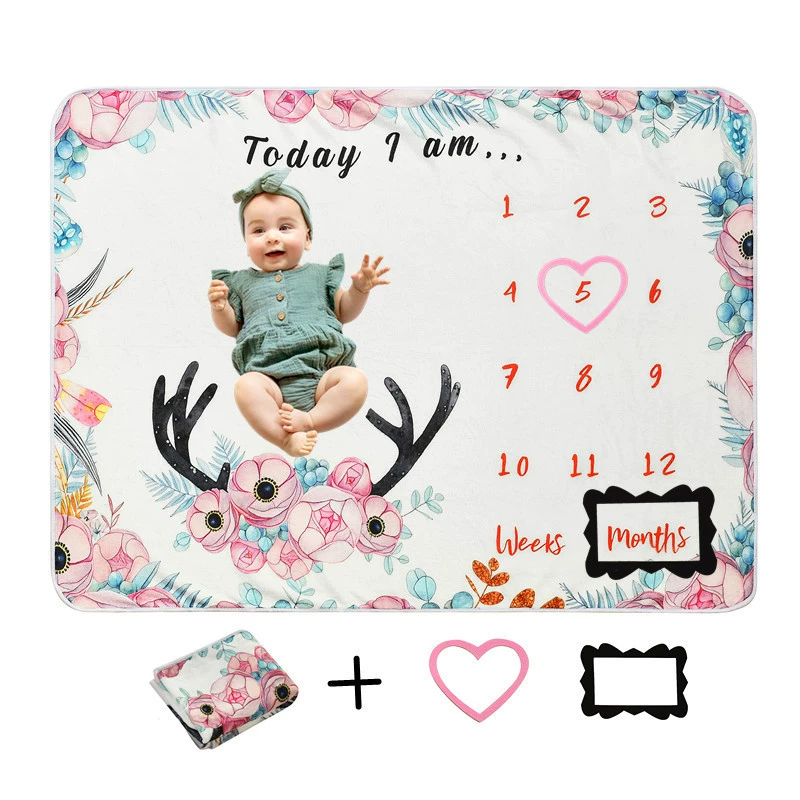 Производитель изготовленный на заказ цифровой принт фланелевый ориентир одеяло для малыша сто дней полнолуния рост фото фон одеяло