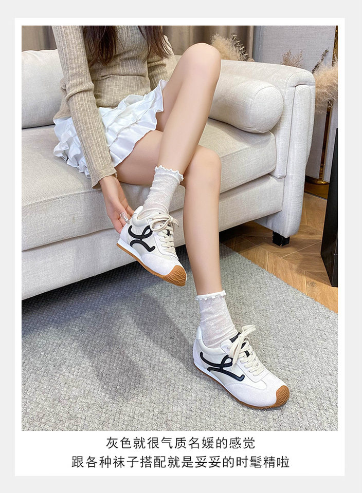 Giày sneaker nữ dáng Agandexun buộc dây tăng chiều cao bên trong 5 cm, mũi tròn, phong cách casual — Màu hồng, Màu nâu đậm, Màu xám, Màu đen chi tiết 13