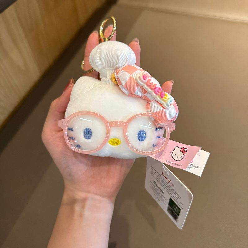 正版三丽鸥HelloKittykt头钥匙扣包包挂件眼睛系列潮流手链时尚礼|undefined