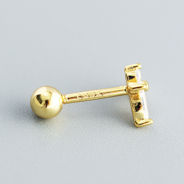 18K Real Gold Plated, Platinum Plated Plating Material Zircon Inlay Material 1 Pair Silver Zircon Butterfly Ear Studs