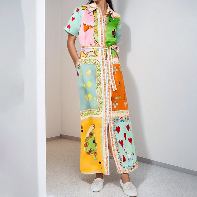 2026 New Spring Women's Clothing, Cross-Border European And American Dresses, Vacation Waist-Cinching Short-Sleeve_ecoleips.com