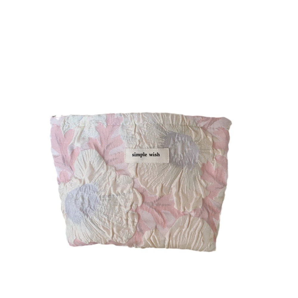 Fuchsia small fresh cute cosmetic bag, storage system with zipper