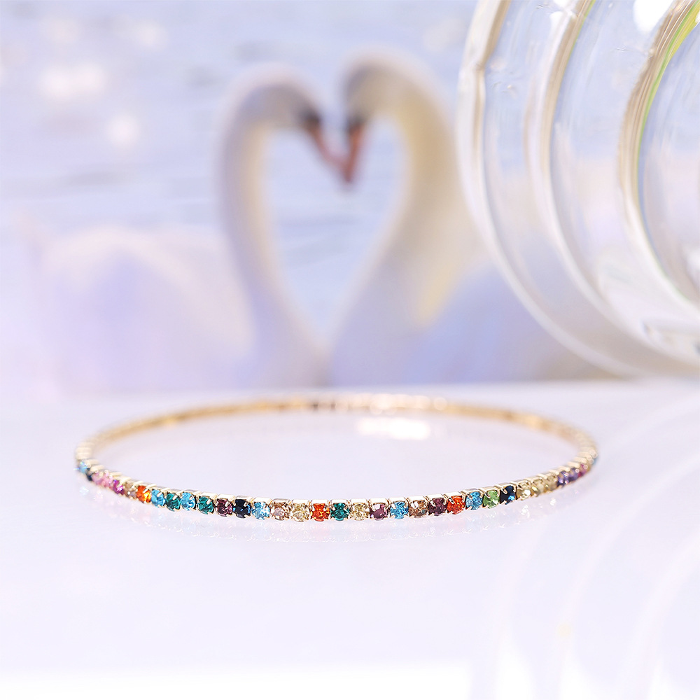 Simple Multicolor Rhinestone Elastic Bracelet display picture 11