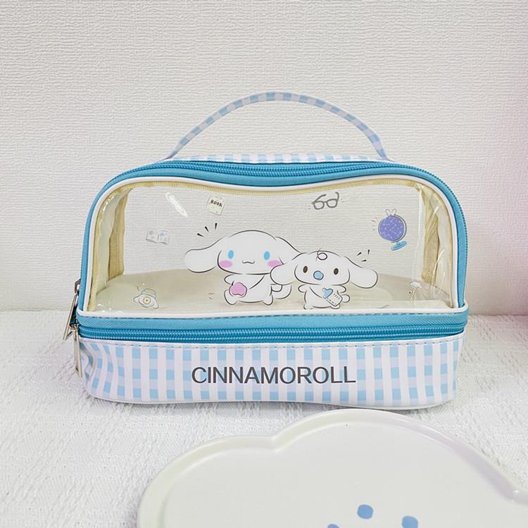 Nuevo de gran capacidad transparente de doble capa caja de lápiz portátil cremallera bolsa de almacenamiento bolsa de cosméticos coolomi Pacha perro papelería bolsa