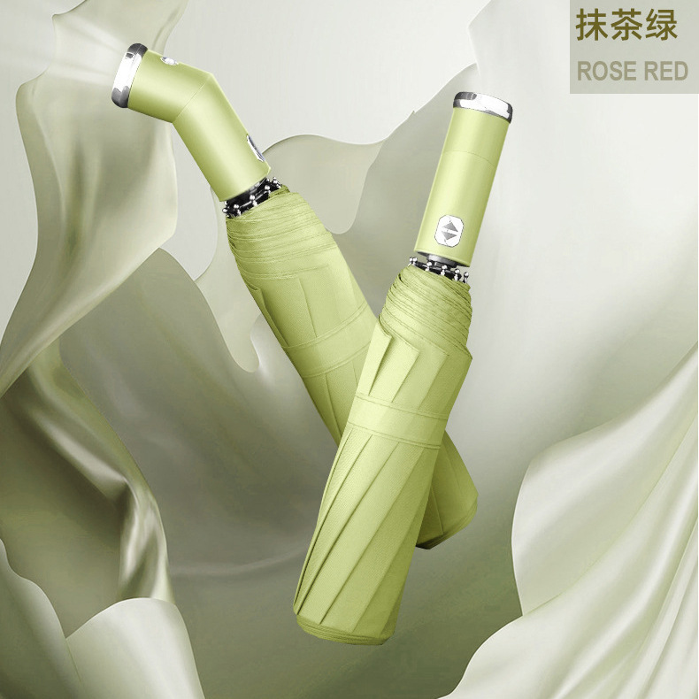 LED回転傘柄付き——10骨抹茶グリーン