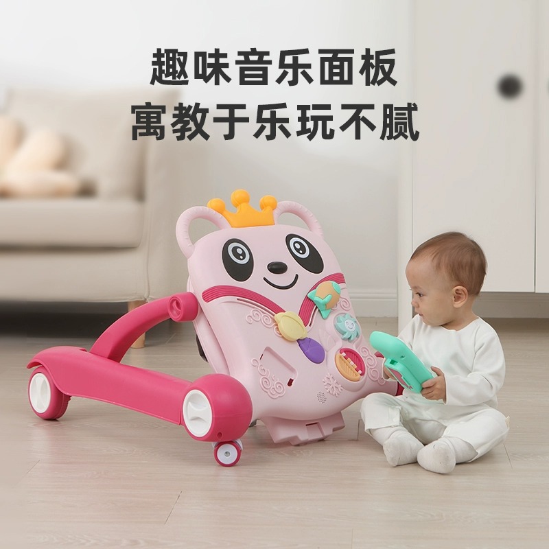 Walker todo en uno plegable empuje manual andador multifuncional para bebés anticaída