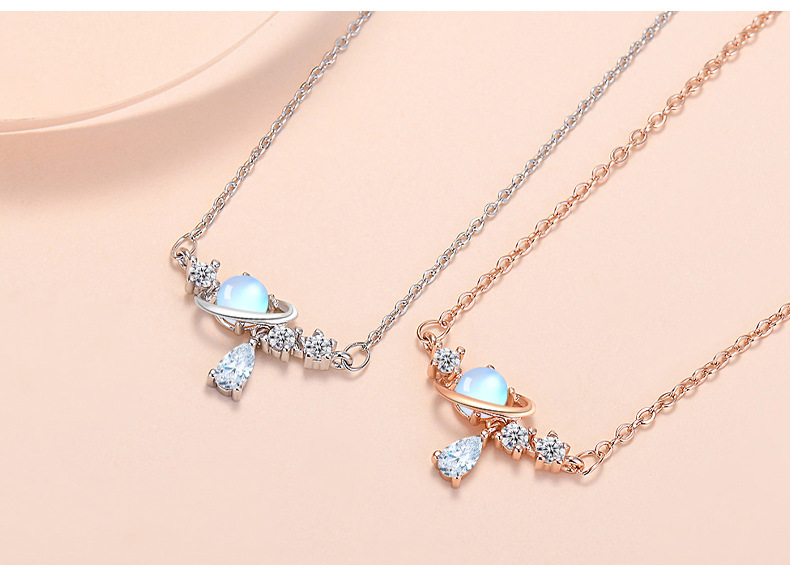 8g Weight Zircon Inlay Material Necklace Classification cable chain Chain Type 1 Piece Quantity Sweet Planet Copper Plating Inlay Zircon Necklace