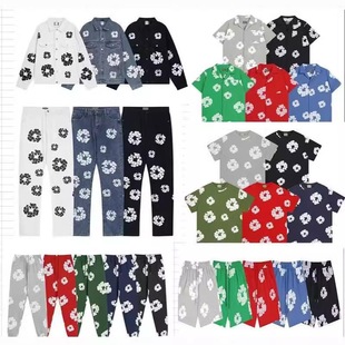 Cross-Border E-Commerce European and American High Street Fashion Brand Letter Print Loose Denim Jacket Men's High Street Suit
