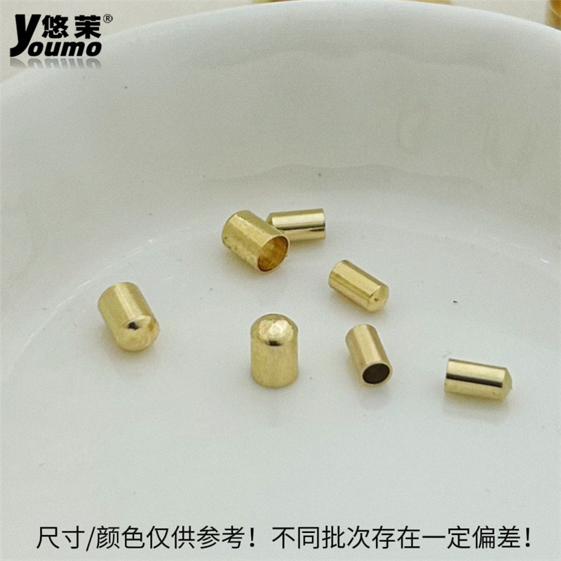 Brason chapado en oro sombrero de cuerda diy accesorios de joyería pesos de cabeza plana trenzado a mano tubo de extremo de hebilla manga sombrero de cobre fondo redondo