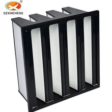 信成大风量W型塑框过滤器高效密褶式V型组合式过滤器洁净车间用
