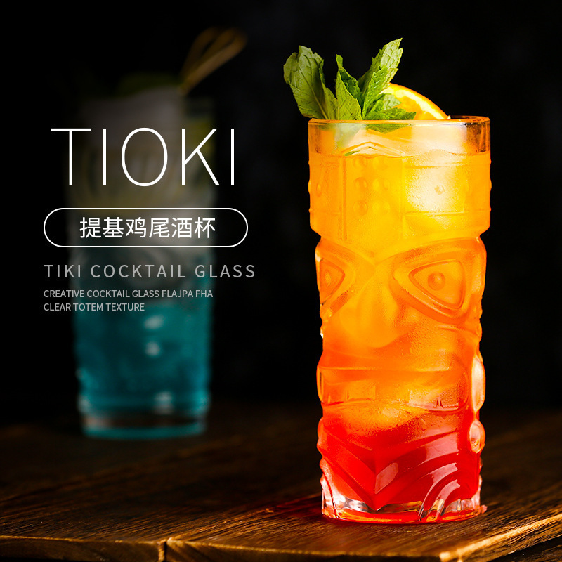 Jin Baijia creativo taza de jugo de vidrio Hawaiano Tiki cóctel taza bar Tiki tótem taza mueca taza