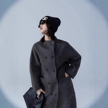 宽松气质圆领2025秋冬新款双面呢羊绒大衣2025新款骆驼绒毛呢外套