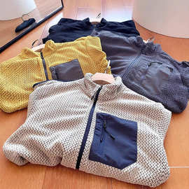 pata巴塔速干锁温透气半拉链立领户外提花抓绒衣打底长袖情侣款