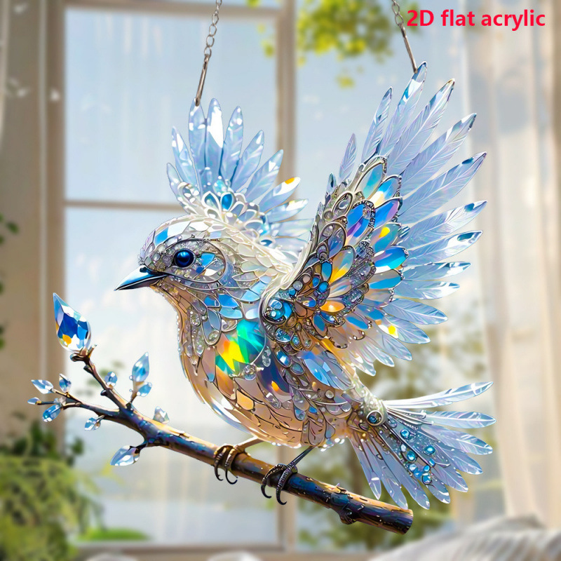 Cross-Border New Hot-Selling Beautiful Bird Acrylic Living Room Courtyard Pendant Holiday Scene Decoration Pendant Gift