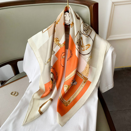 Decoración de verano bufandas de seda para viajeros bufandas profesionales 70x70 pequeñas bufandas cuadradas accesorios de mujer ataduras de cabello seda simulada