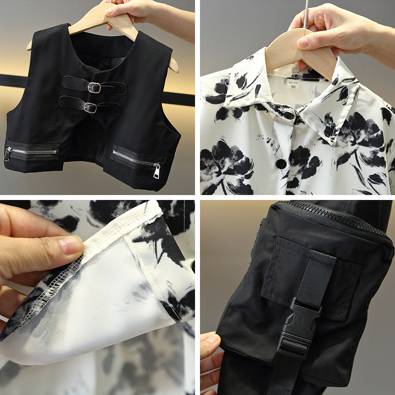 5915 Traje de otoño para niños 2025 nuevo estilo fresco y guapo ropa coreana para niños camisa de primavera y otoño traje de tres piezas