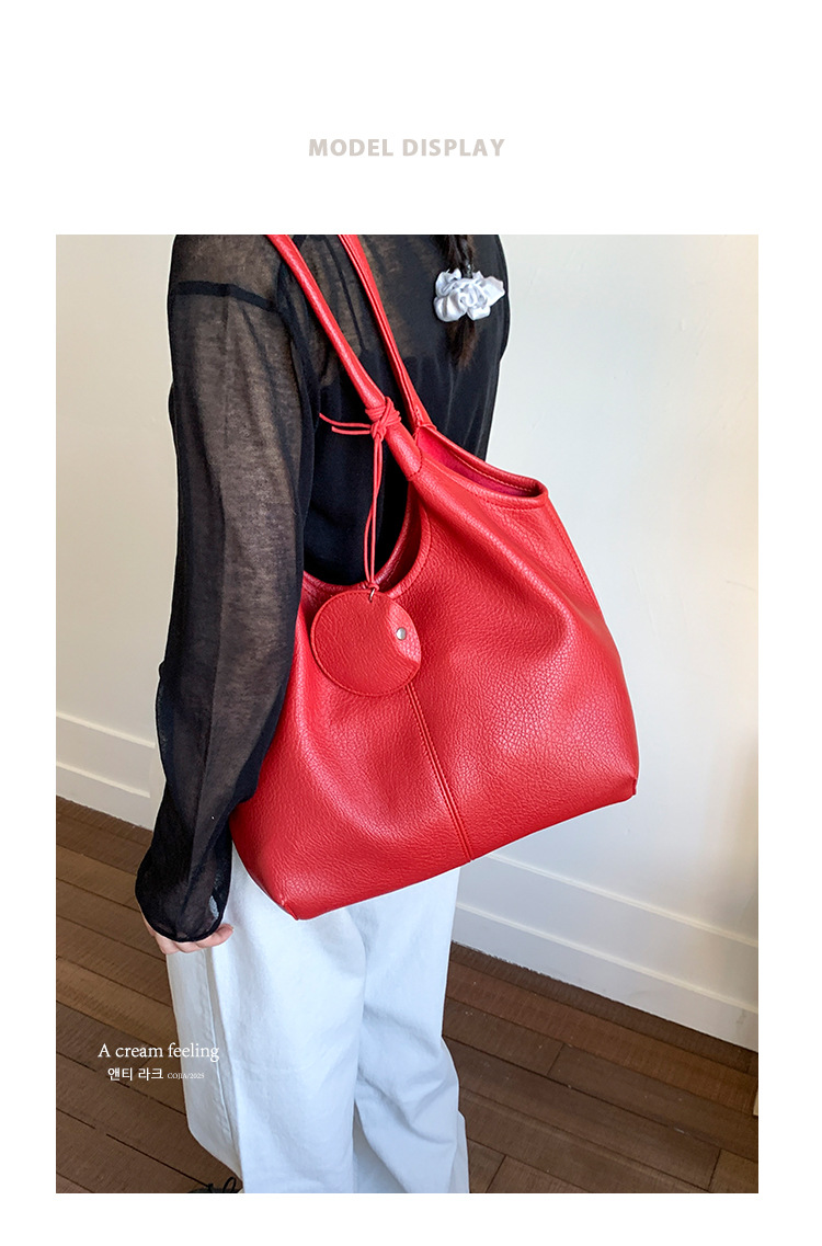 Large-capacity bag for women's summer, 2025 new style fashionable retro shoulder bag, textured tote bag for class and commuting full figure