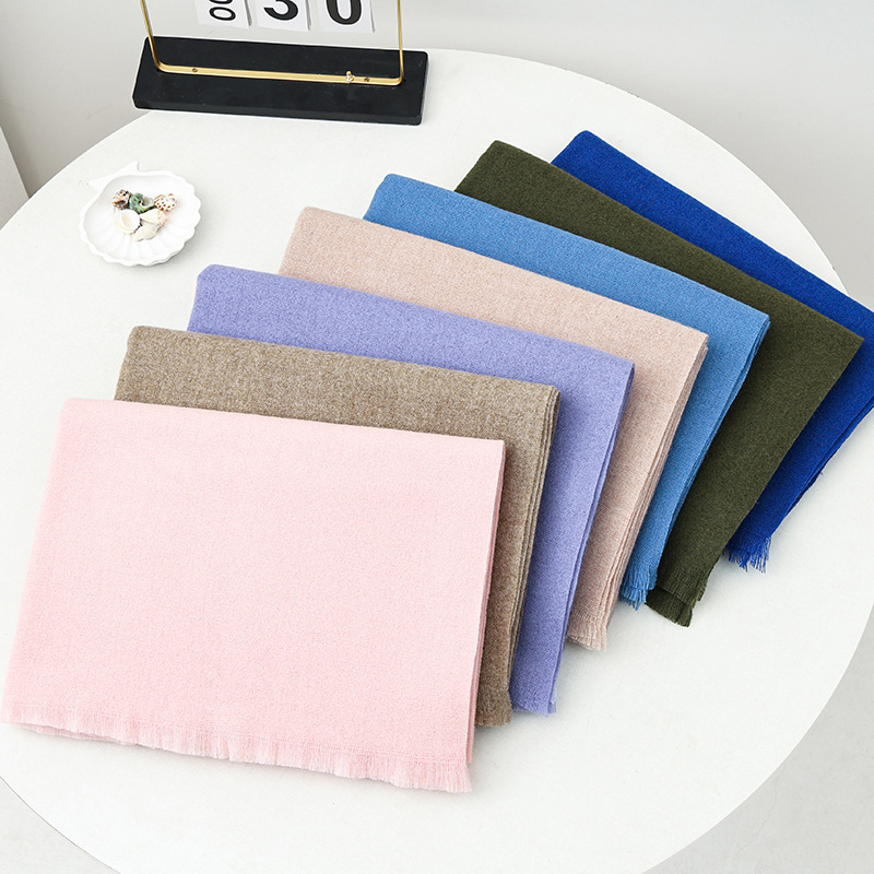 Wool Scarf for Women, Winter Solid Color Cashmere Scarf, Korean Style Atmosphere Scarf for Men, Shawl Scarf for Autumn and Winter with a High-End Feel
