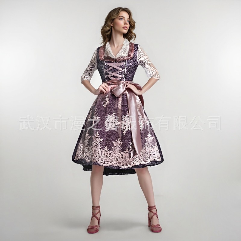 2025年ドイツミュンヘンビール祭 バイエルン風コスチューム レース付きメイド服 ステージ衣装|undefined