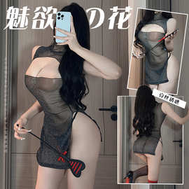 情趣内衣性感辣妹镂空透视睡裙透视连衣裙情趣制服套装女8567