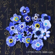 云南民族风蓝染扎染戒指批发手工串珠弹力款